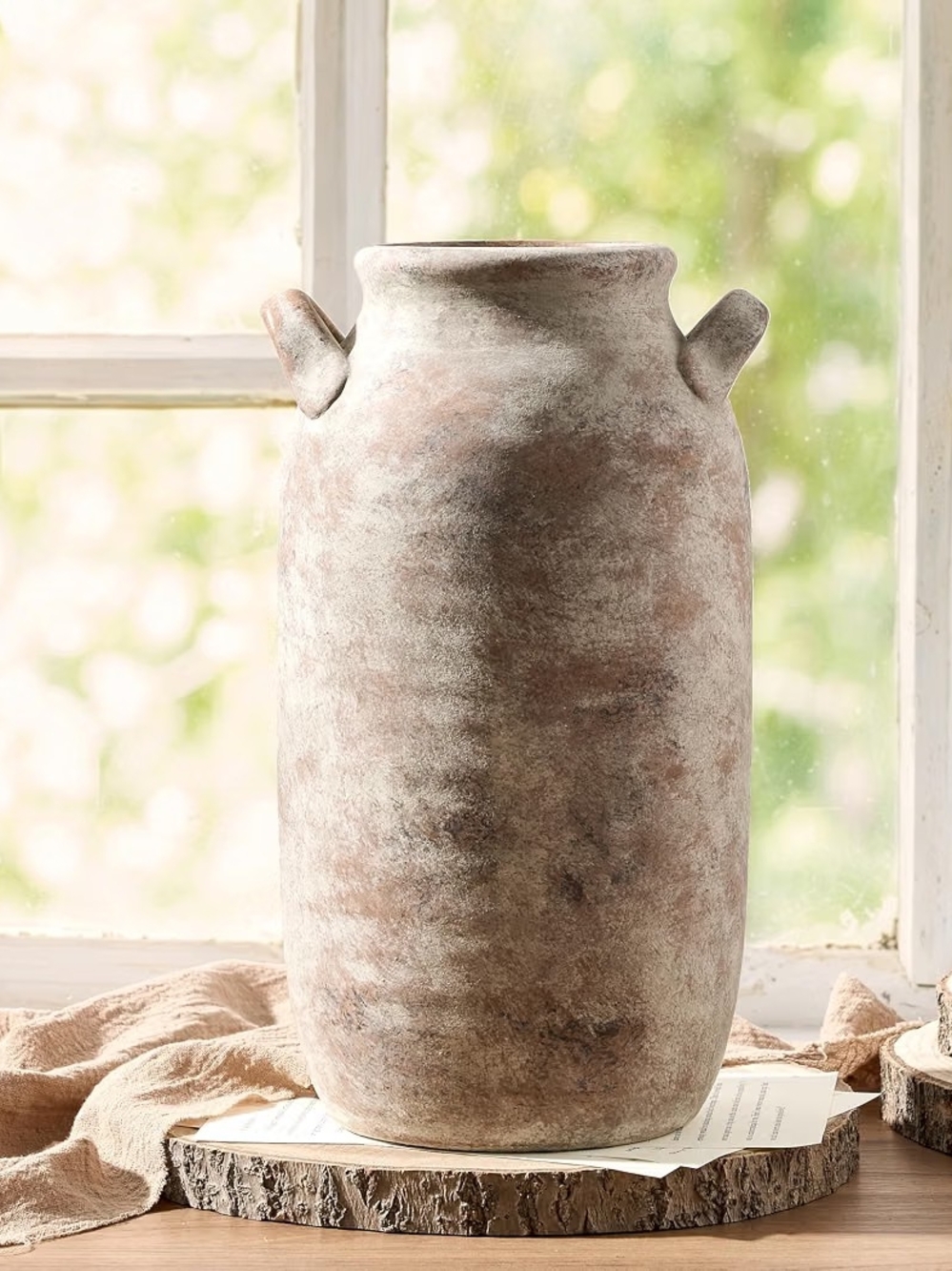 Rustic Ceramic Earthenware Vase - Neutral Brown